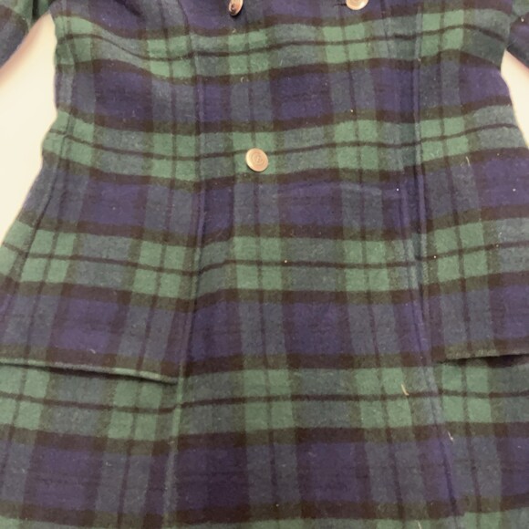 Vintage German School Uniform Jacet Plaid Womens Green Navy Blue Reversible - Picture 2 of 16
